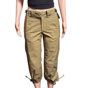 Pulp women mid rise cropped nylon adjustable waist capris pants M